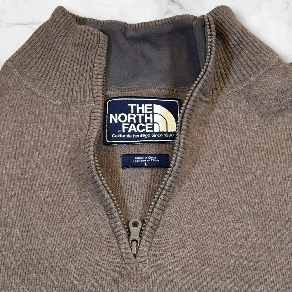 The North Face Mt. Tam 1/4-zip Sweater Men’s Cotton Wool Nylon Brown LS‎ Size L